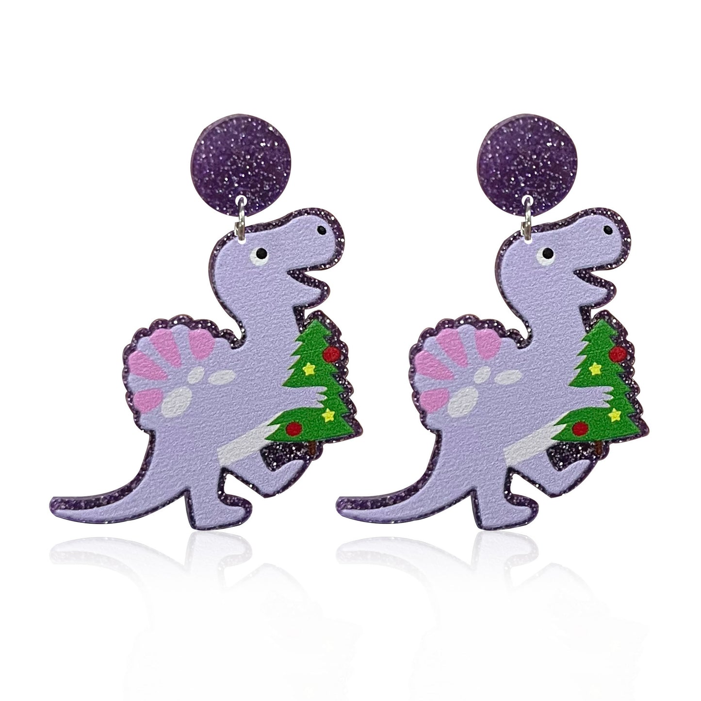 Acrylic Christmas Dinosaur Earrings (Minimo de Compra 2) MYA-YunXi009