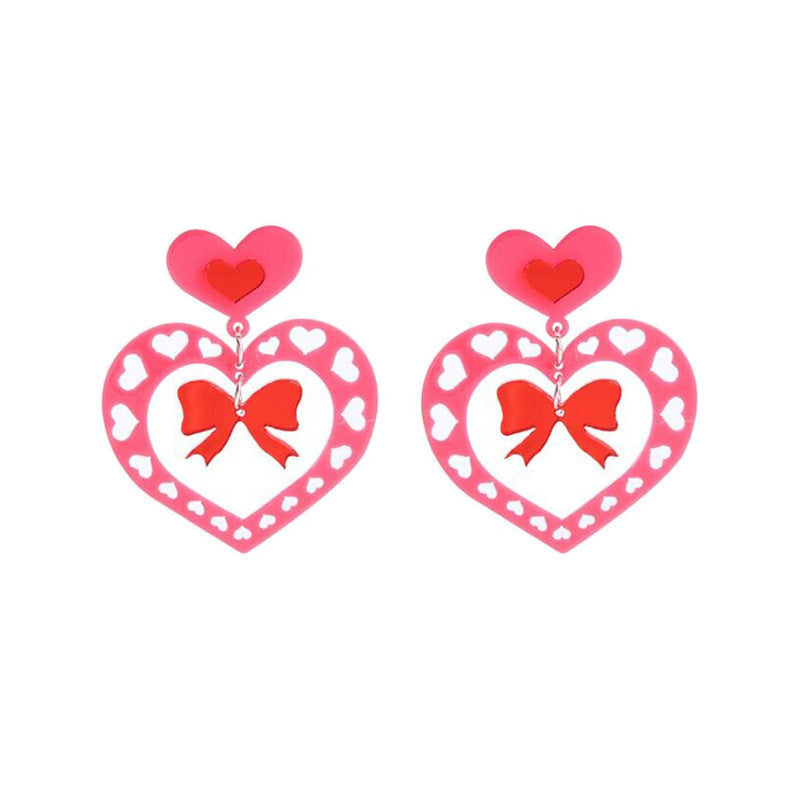 Acrylic pink sequin love letter earrings (Minimo de Compra 2) MIC-QingM019