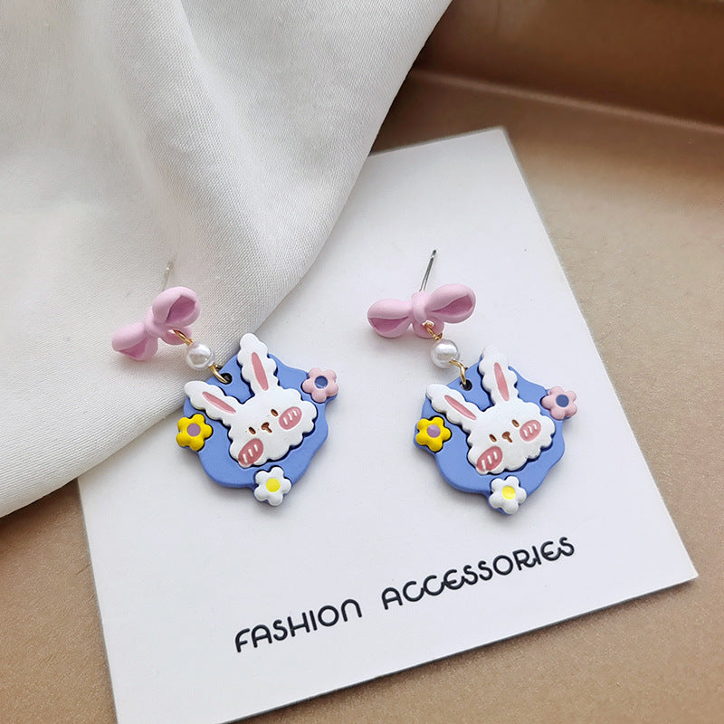 Alloy Little White Rabbit Flower Earrings (Minimo de Compra 2) MIC-BLD044