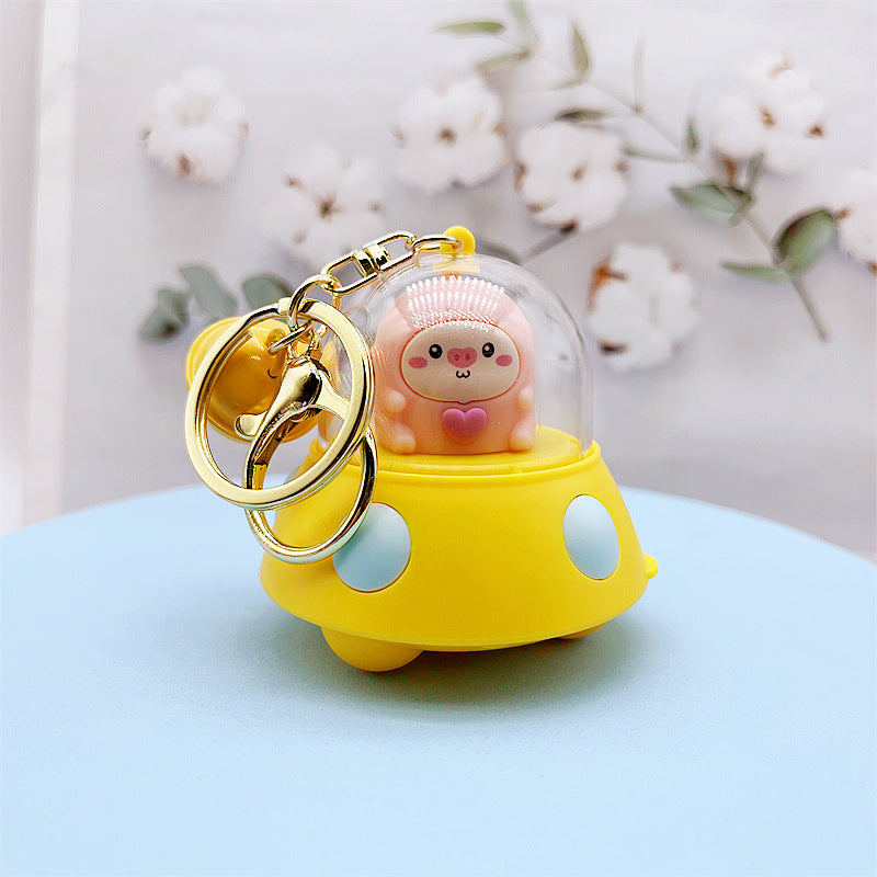 Keychains Plastic Cartoon Cute Pink Pig Projector Lamp MOQ≥2 DMF030