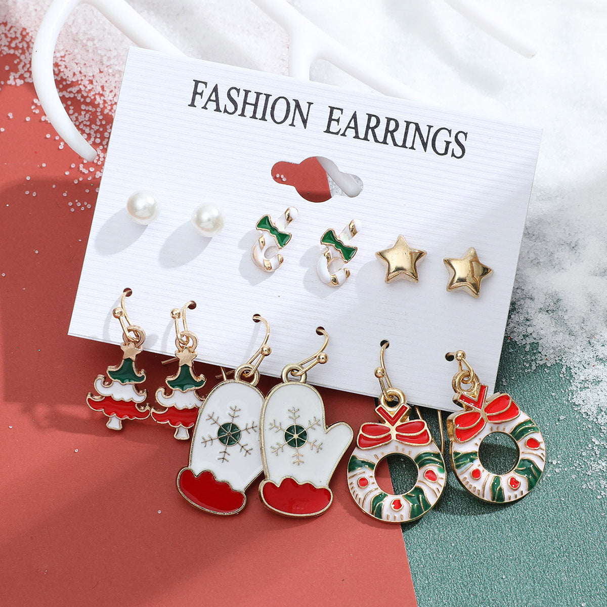 Alloy Christmas Snowman Crutch Earrings (Minimo de Compra 2) MIC-MiaoY096