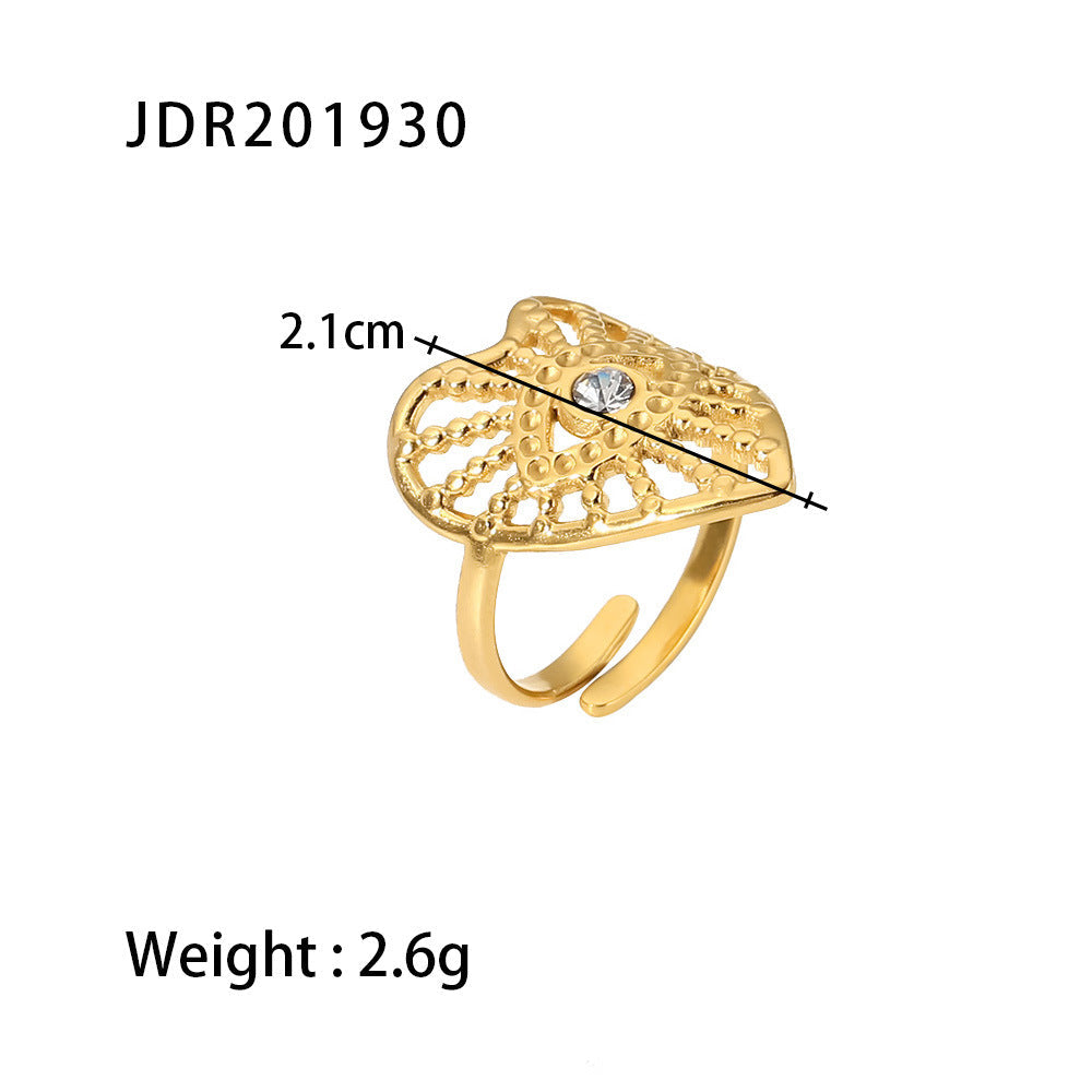 Gold Plated Stainless Steel Diamond Eye Ring MIC-JieD006