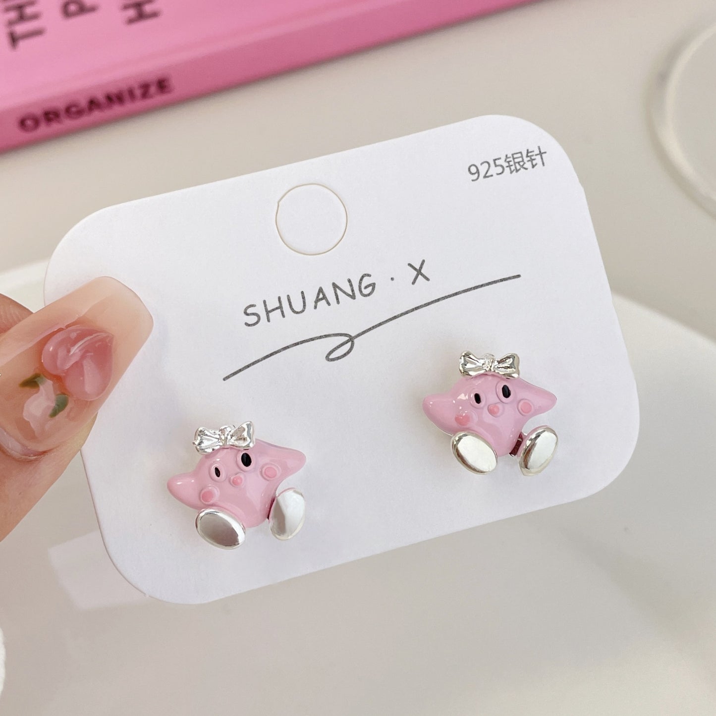 Acrylic Pink Star Kabi Earrings (Minimo de Compra 2) MIC-ShuangX033