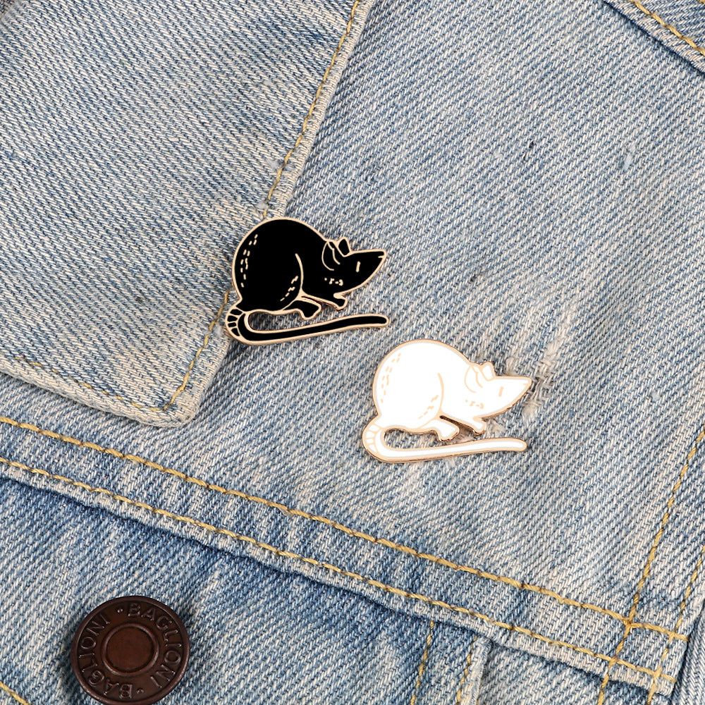 Alloy black and white mouse brooch (Minimo de Compra 4) MIC-XingH007