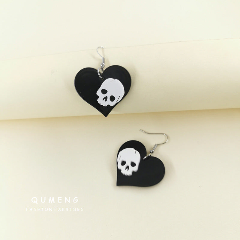 Acrylic love skull earrings (Minimo de compra 2) MIC-QinM003