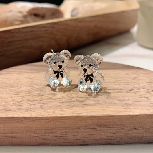 Alloy transparent bear earrings MIC-SYN003