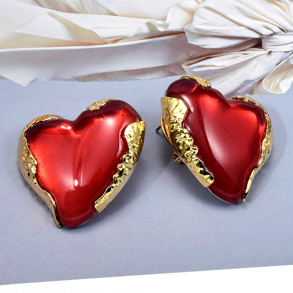 Alloy heart-shaped symmetrical temperament earrings (Minimo de Compra 2) MYA-ShenK001