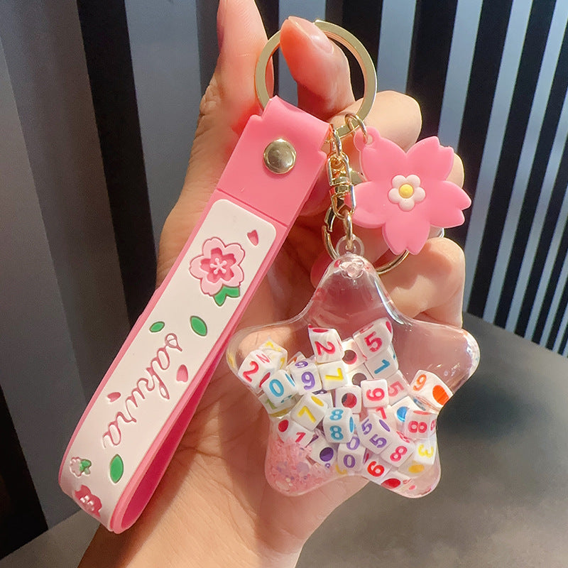 PVC dice pink oiled keychain MIC-OuS022