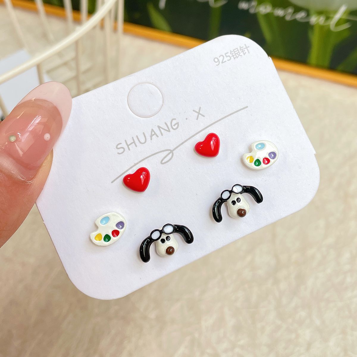 Alloy small fresh cartoon three piece earring set MIC-ShuangX048