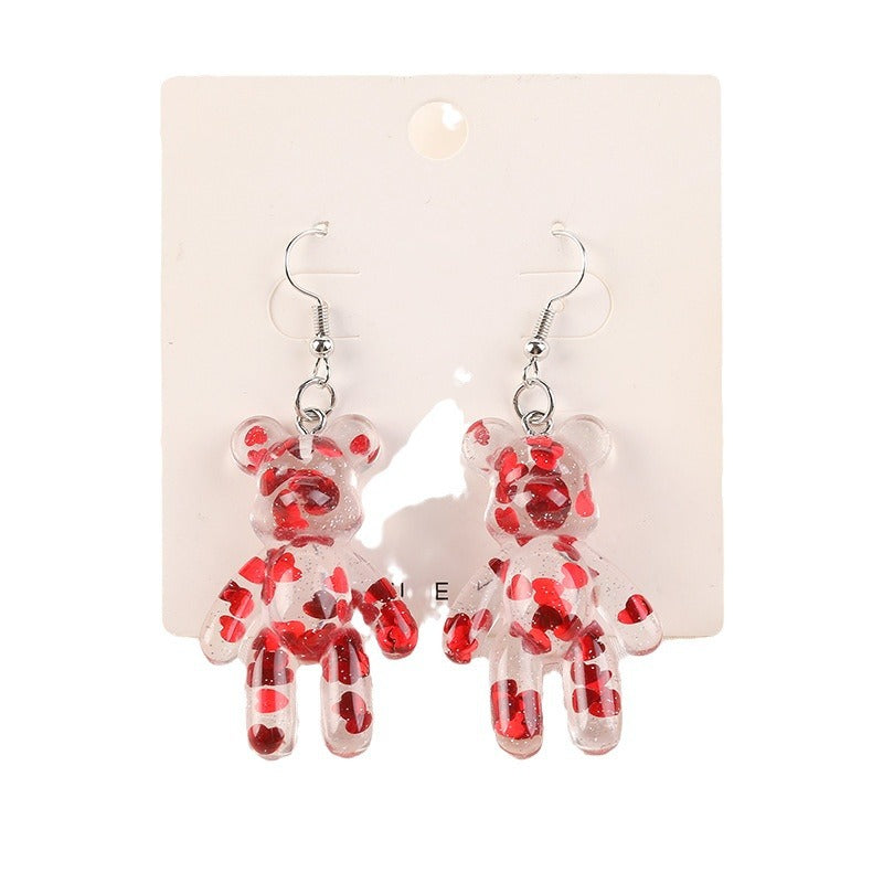 Acrylic glitter pink heart earrings (Minimo de Compra 2) MYA-YueZ006