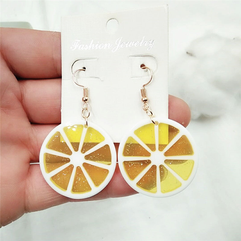 Alloy Sweet Fruit Lemon Earrings (Minimo de compra 2) MIC-HLM007