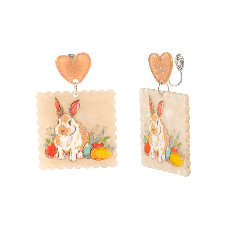 Alloy Cute Rabbit Oil Painting Style Earrings MIC-ShiQ012