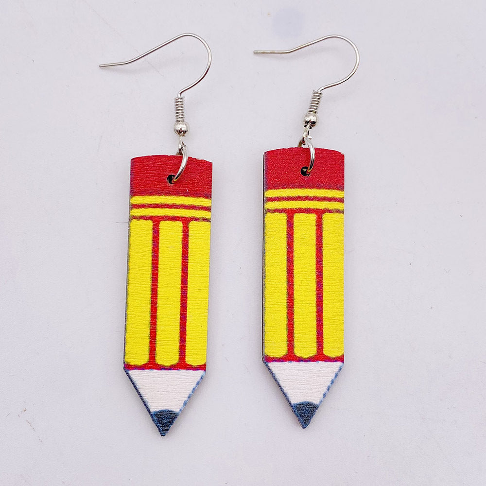 Alloy student wooden earrings MIC-ChenY008