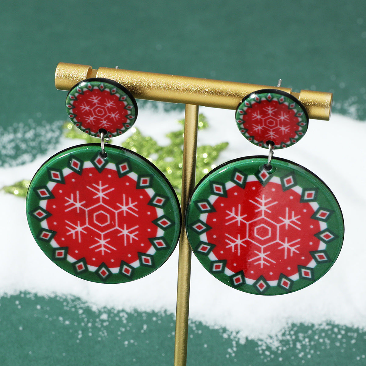 Acrylic Christmas Tree Snowman Earrings MIC-JunJ022