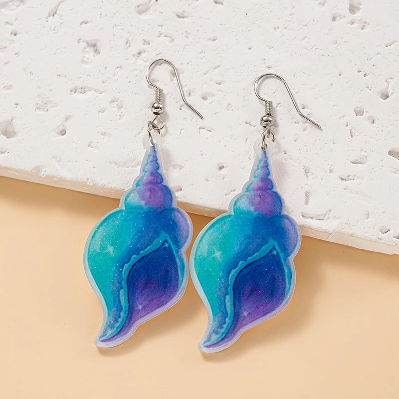 Alloy Colorful Mermaid Earrings MIC-JiaY018