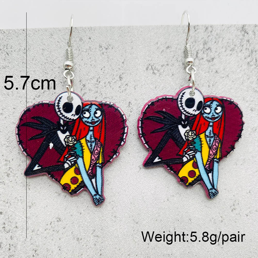 Acrylic Halloween Scary Skull Earrings (Minimo de Compra 2) MIC-ChenY025