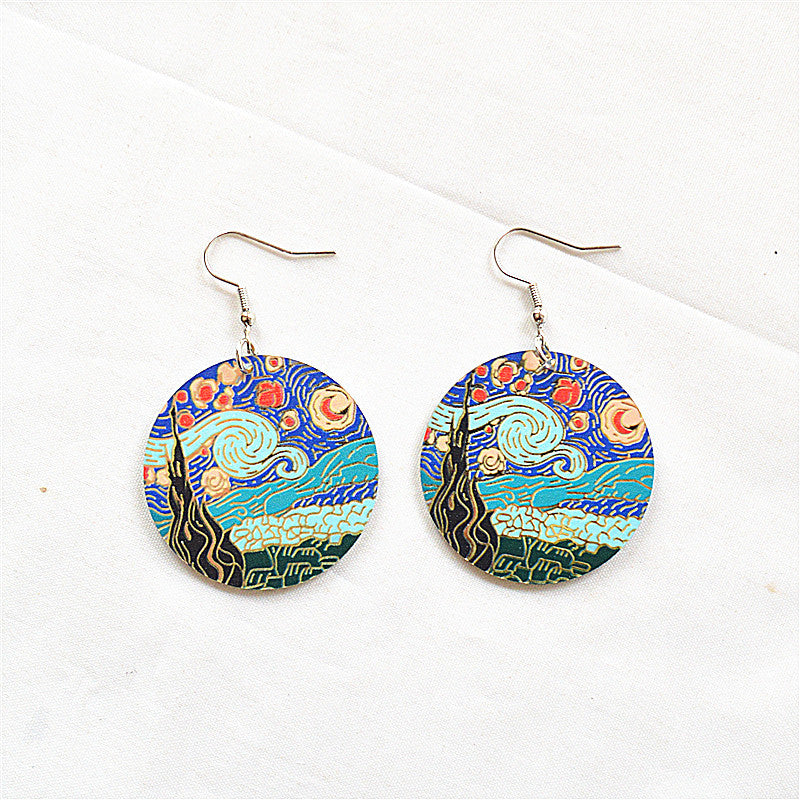 Acrylic Van Gogh artwork element earrings MIC-XieN061