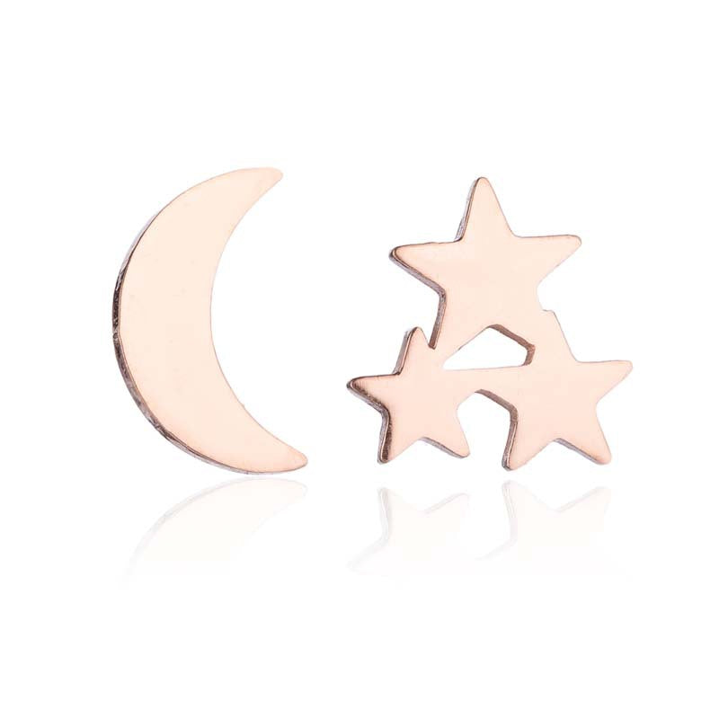 Stainless Steel Pentagram Moon Earrings SS026