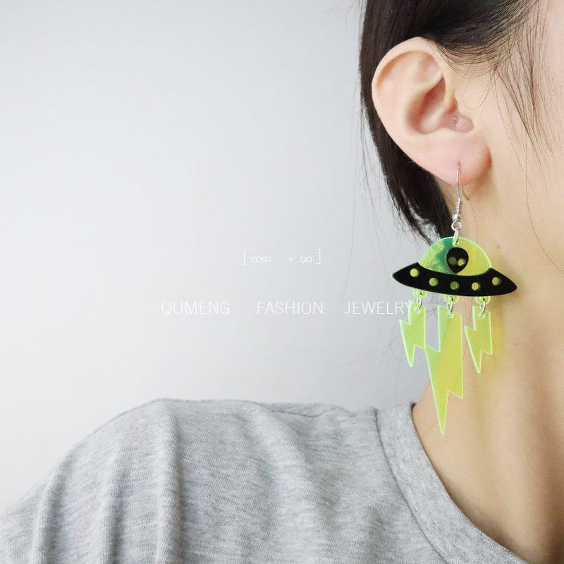 Earrings Acrylic Halloween Funny Alien Fluorescent Minimo de compra 2 MOSHU031