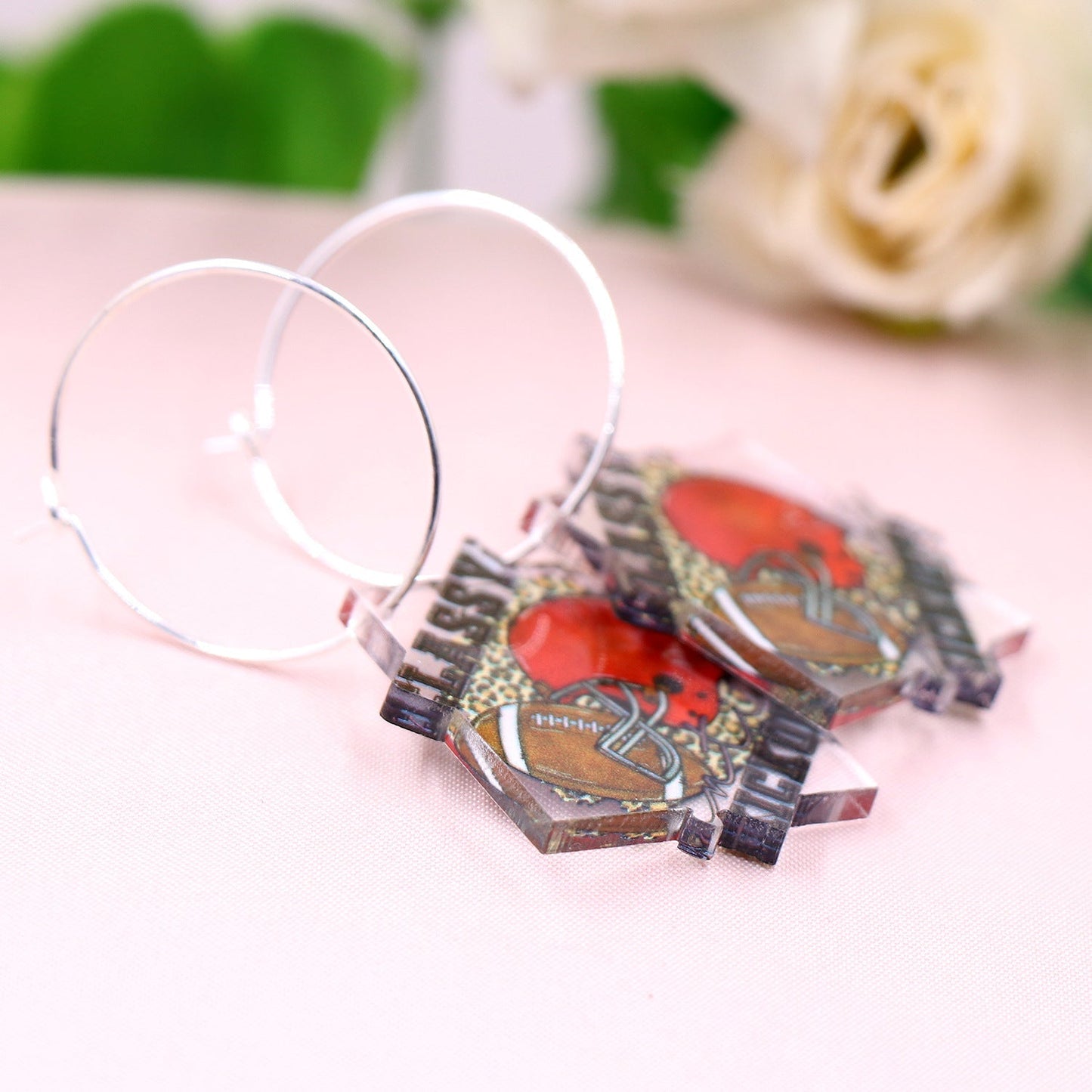 Acrylic baseball love earrings Minimo de compra 5 MIC-XiaoY012