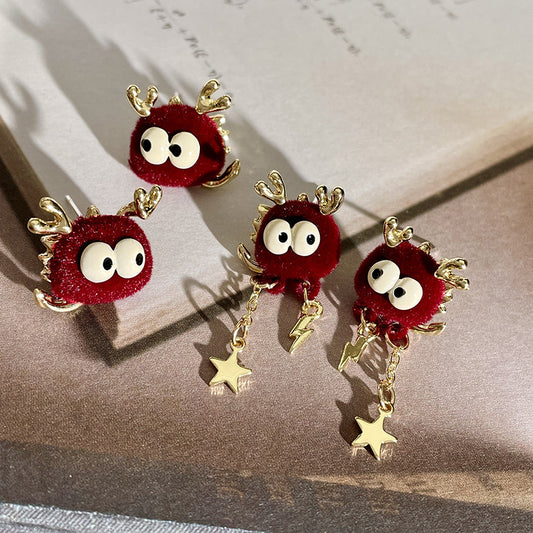 Alloy plush red earrings MIC-DieD002