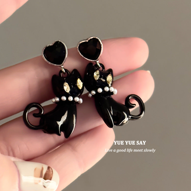 Alloy black kitten earrings MIC-GuangM004