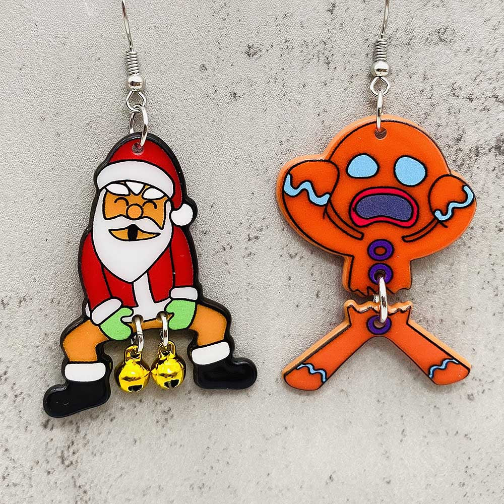 Acrylic Christmas Biscuit Man Earrings (Minimo de Compra 2) MYA-ChenY033