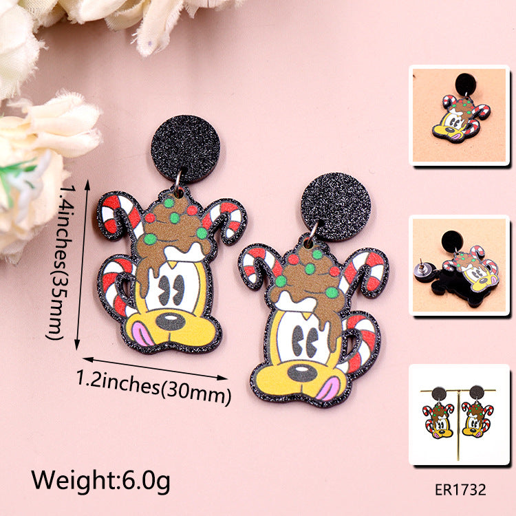 Acrylic Christmas cartoon character earrings (Minimo de compra 5) MIC-XiaoY069