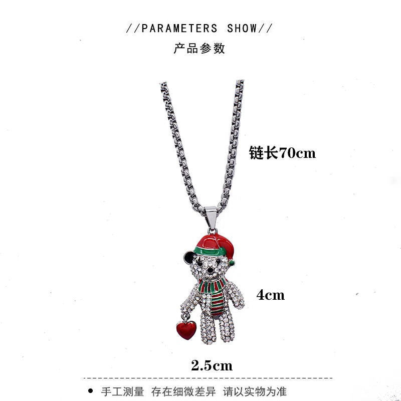 Necklaces Stainless Steel Christmas Red Heart Bear Minimo de compra 2 BaiYing003