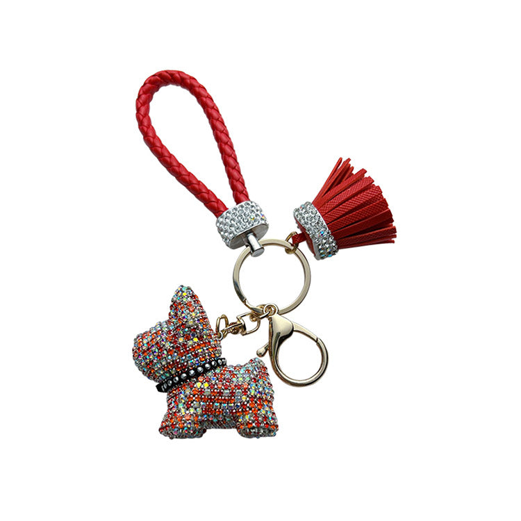 Diamond inlaid cartoon method dog key ring  （Minimo de compra 2） MYA-LianX009