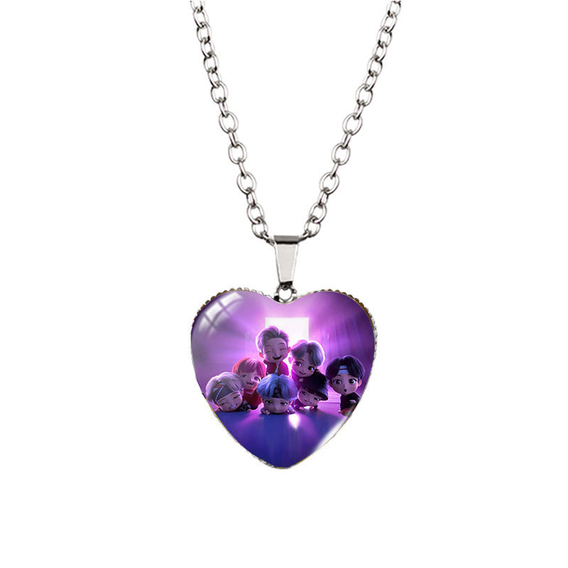 Alloy Time Gem Heart Necklace MIC-XiangL041