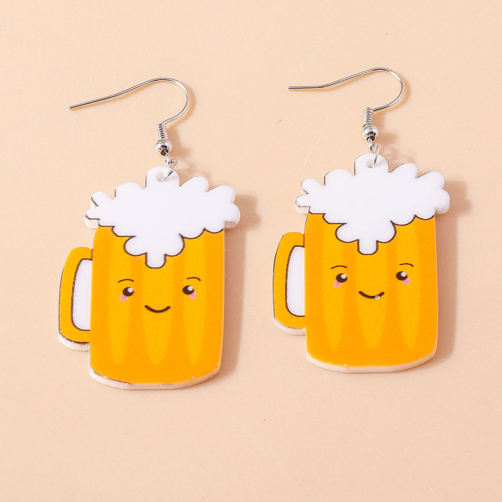 Acrylic cartoon pizza milk tea earrings (Minimo de Compra 2) MIC-YueS008