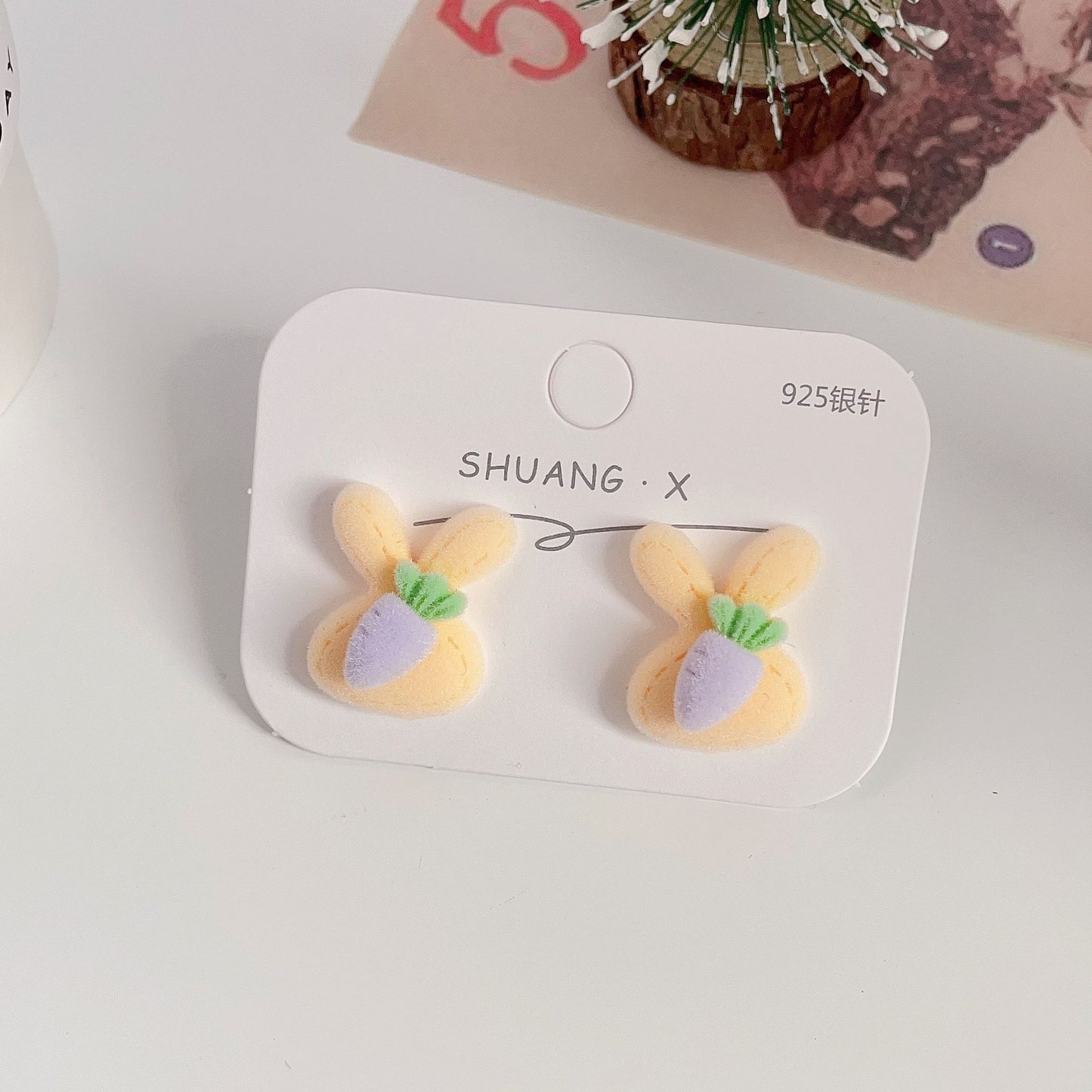 Acrylic flocked cute earrings (Minimo de Compra 2) MYA-ShuangX032