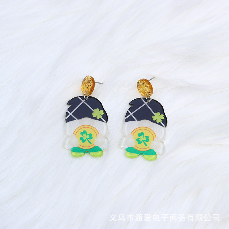 Acrylic Clover Hat Butterfly Earrings MIC-DuAi006