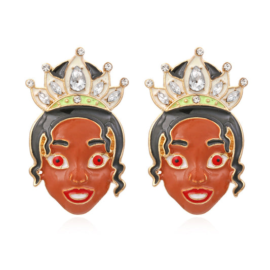 Alloy diamond inlaid cartoon character earrings MIC-ManY038