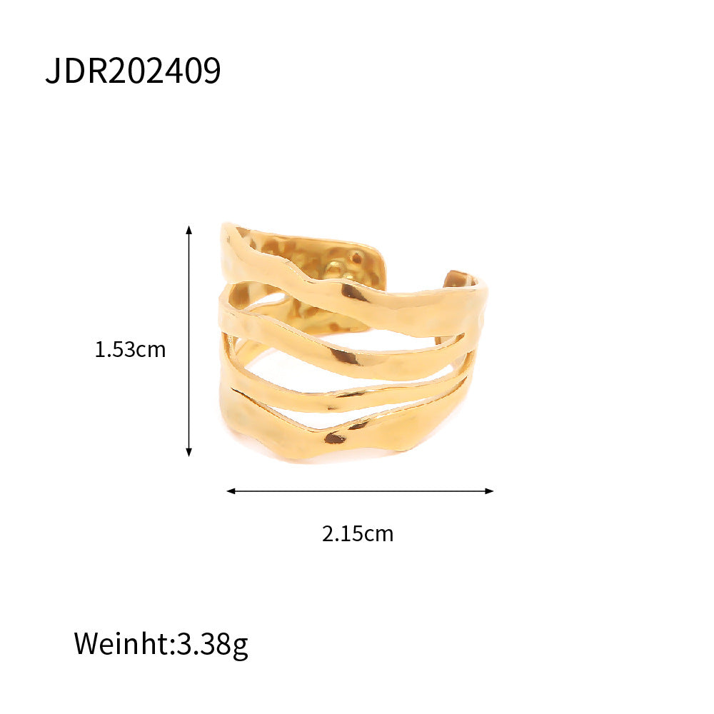 Gold Plated Stainless Steel Multilayer Opening Ring MIC-WanX020