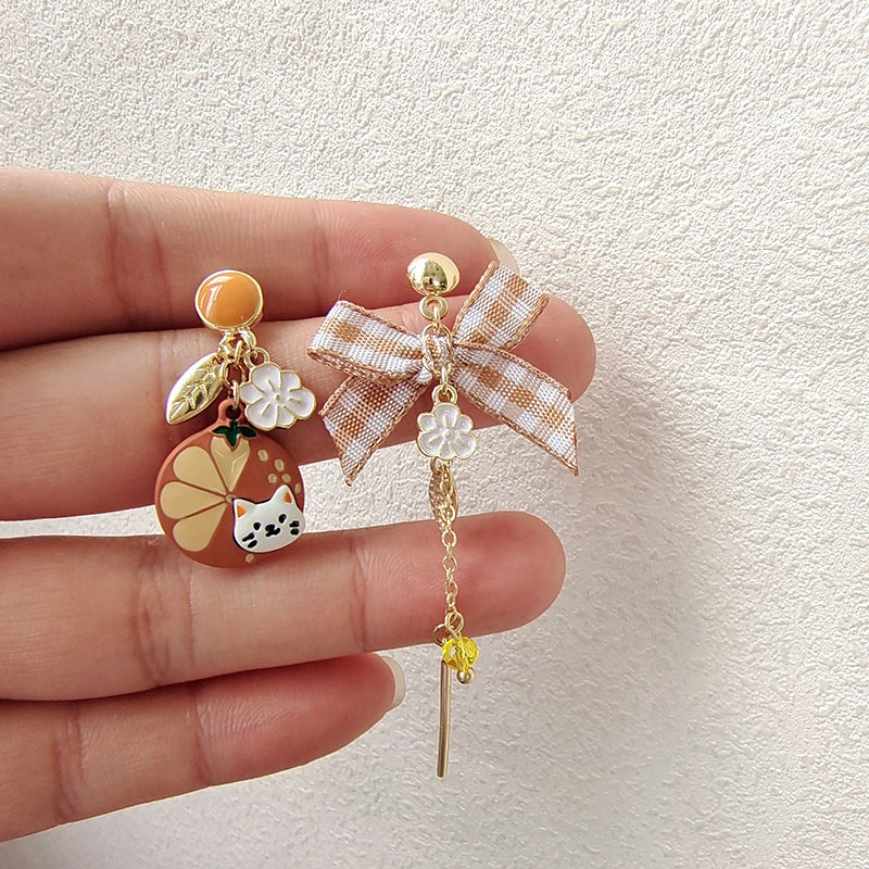 Alloy cartoon animal asymmetrical earrings MYA-FanY005