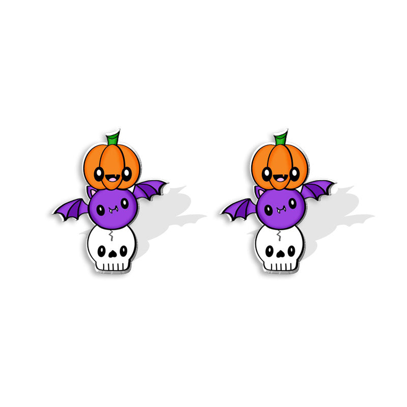 Alloy cartoon funny pumpkin bat earrings (Minimo de compra 5) MIC-XiangL075