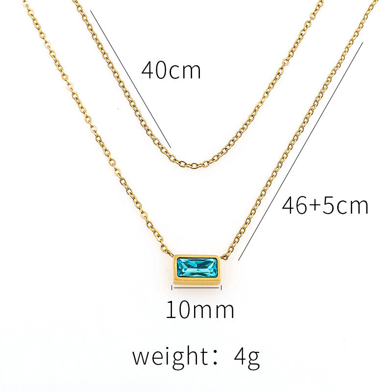 Stainless steel gold-plated double-layer blue zircon necklace MYA-XuanJ031