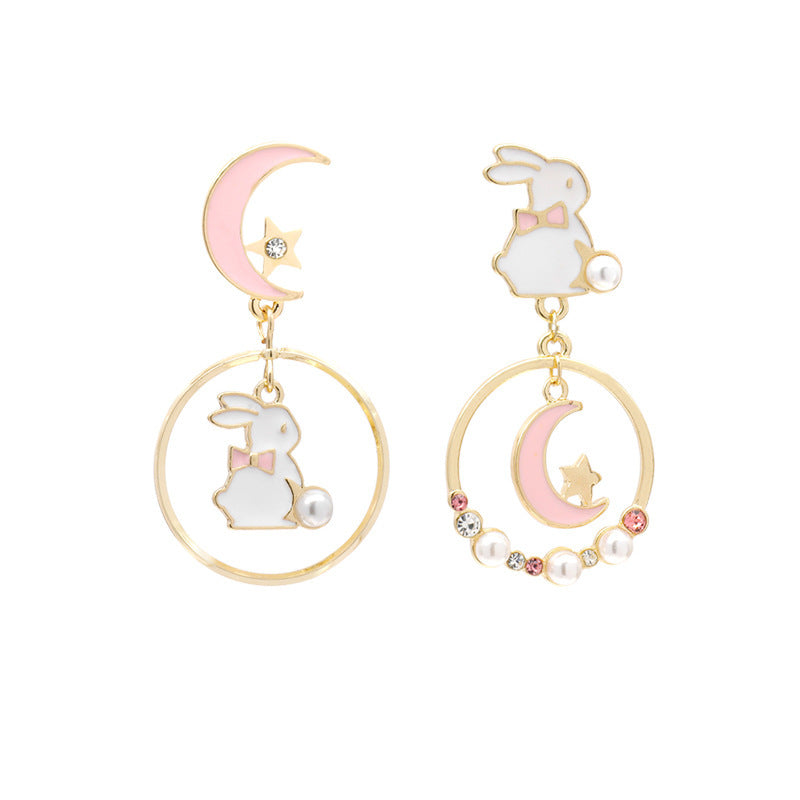 Resin Dropped Oil Moon Earrings (Minimo de compra 2) MIC-TQL017