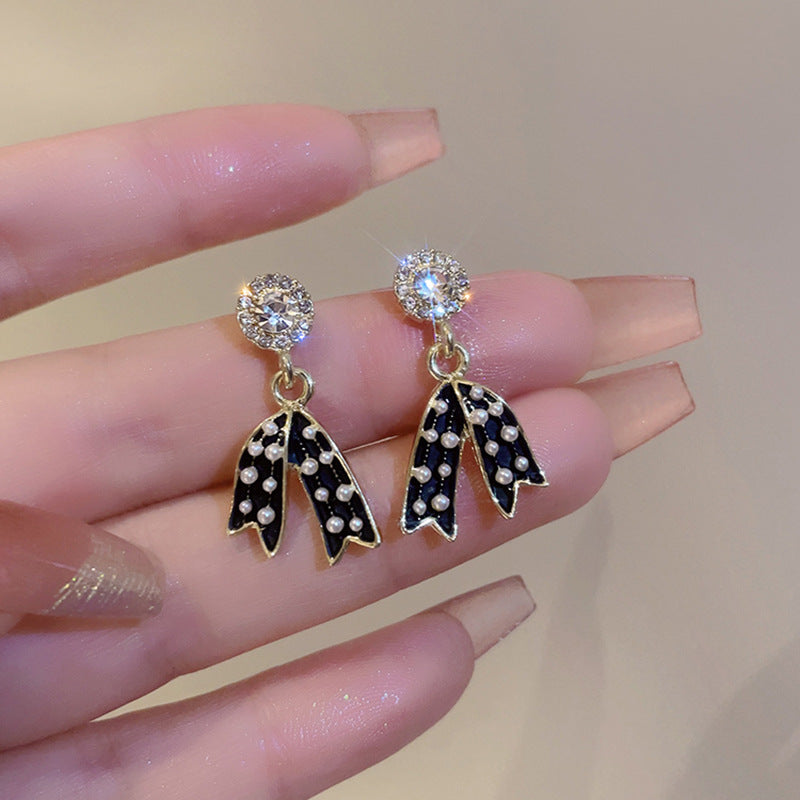 Alloy black bow earrings MYA-DongJ006