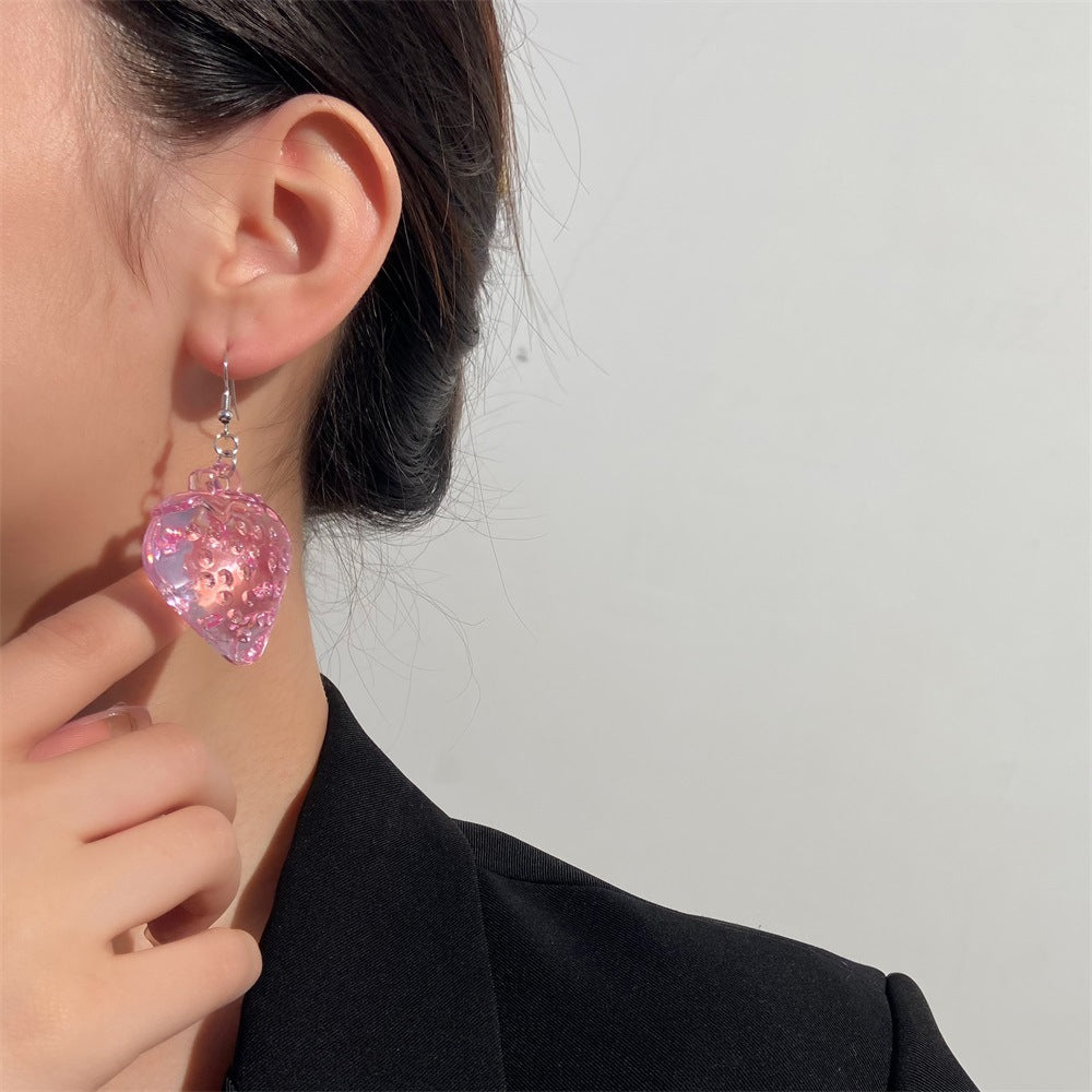 Alloy transparent strawberry earrings MIC-MaiD007