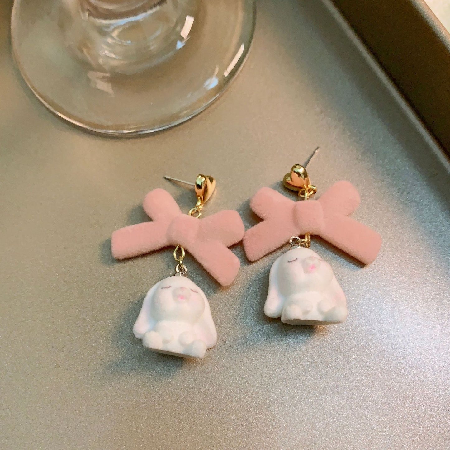 Alloy bow long rabbit earrings (Minimo de Compra 2) MIC-XingS012