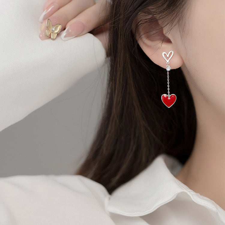 Alloy asymmetric love earrings (Minimo de compra 2) MIC-WeiH001