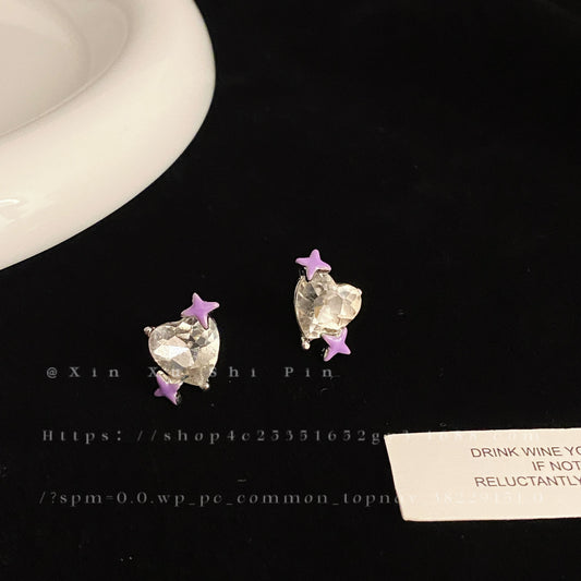 Alloy sparkling diamond heart earrings MIC-XinXu019