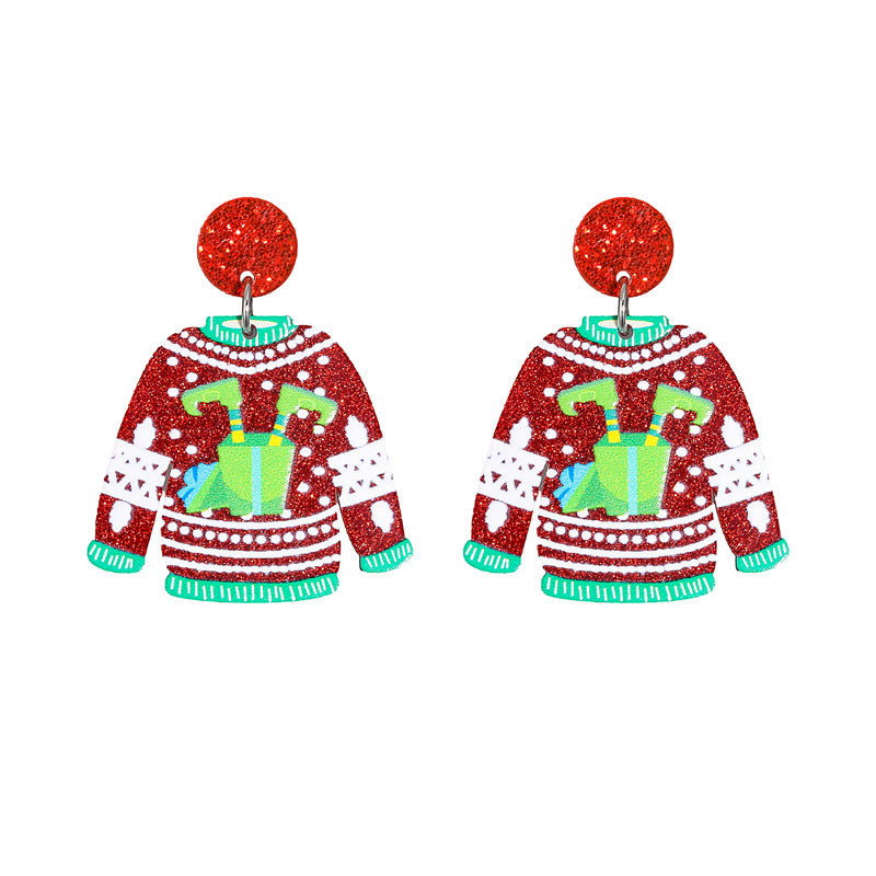 Acrylic Santa Claus Earrings  (Minimo de Compra 2) MYA-MiL007