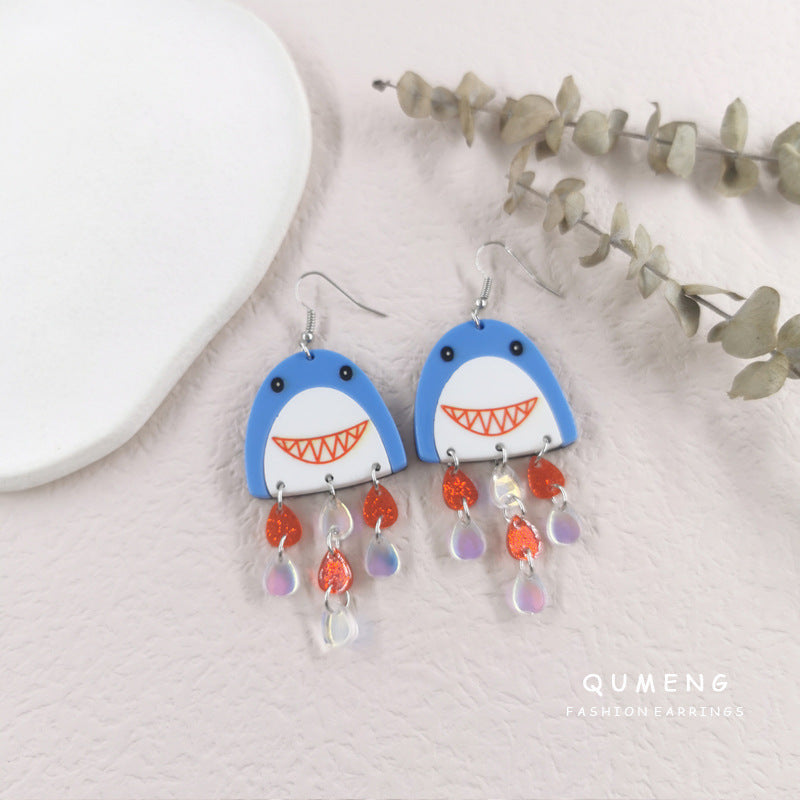 Acrylic Shark Water Drop Earrings (Minimo de Compra 2) MIC-QingM029