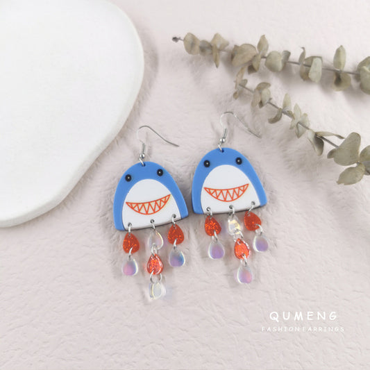 Acrylic Shark Water Drop Earrings (Minimo de Compra 2) MIC-QingM029