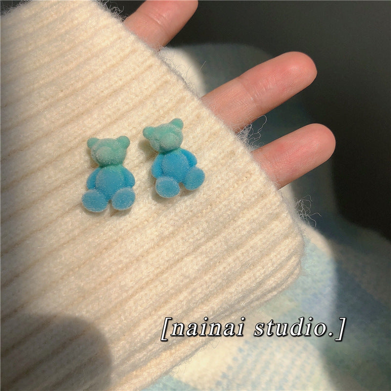 Alloy Blue Gradient Bear Earrings MYA-YinXin001