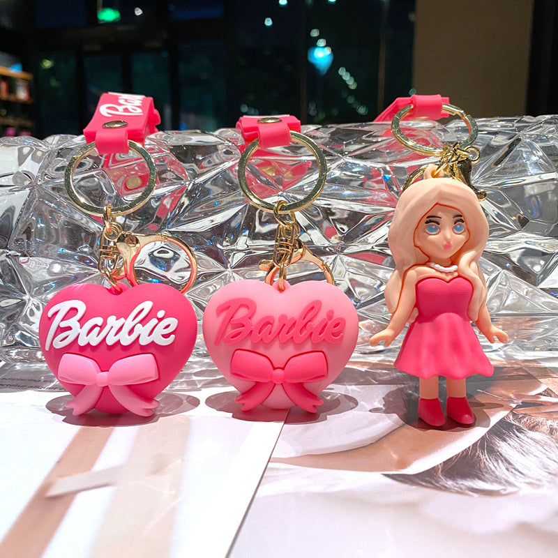 2023 New Pink Princess Girl Silicone Keychains GongZe002